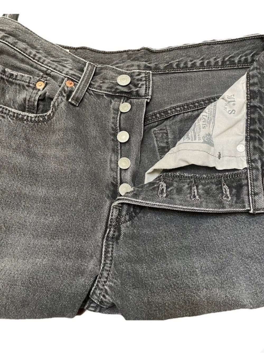 Levi's 501 S Women 27 x 30 Faded Black Button Fly Grunge Indie Sleaze Minimalist